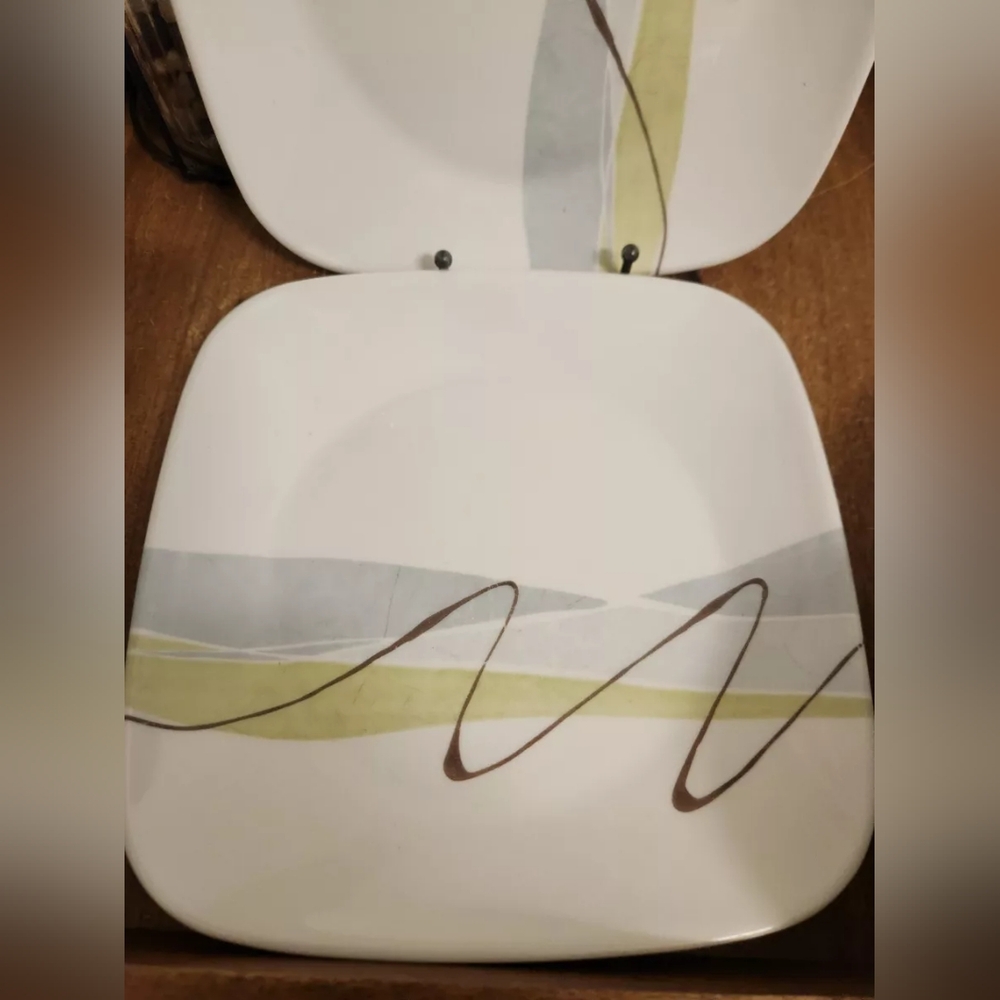 Corelle Corningware Square Harmony 9" salad luncheon plates set of 2 vintage - Picture 3 of 4